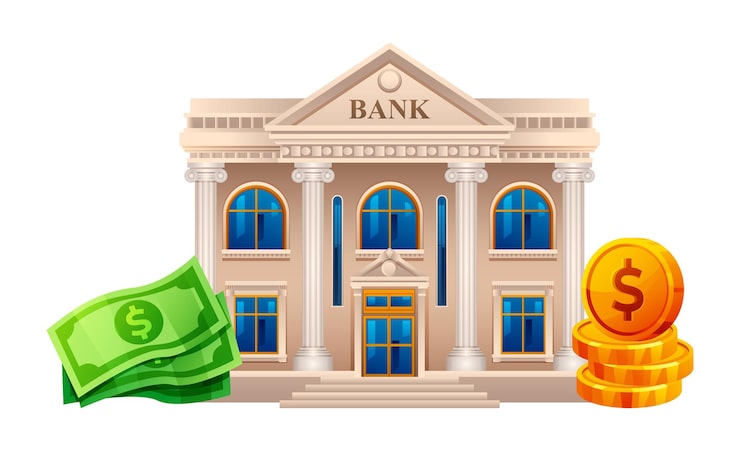 bank building with banknotes coins illustration money savings concept vector bank isolated 338371 1874